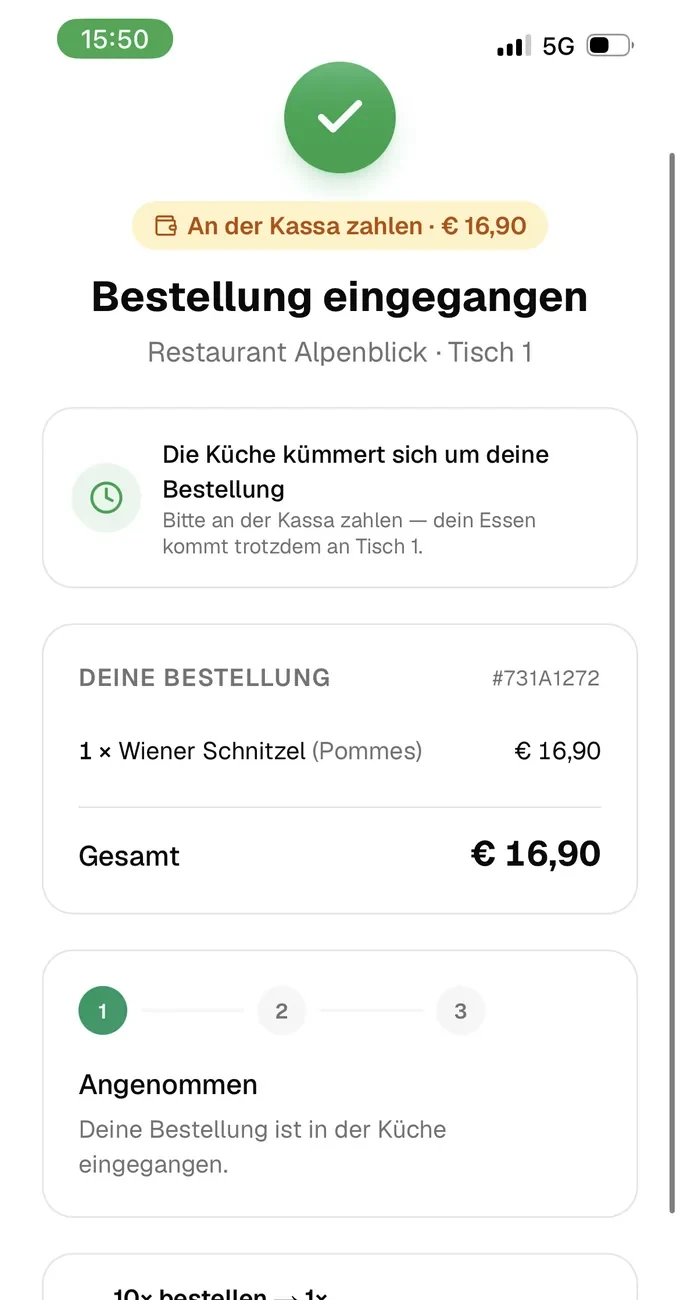 Orderfuchs: Bestellbestätigung mit Live-Status und Treuepunkt